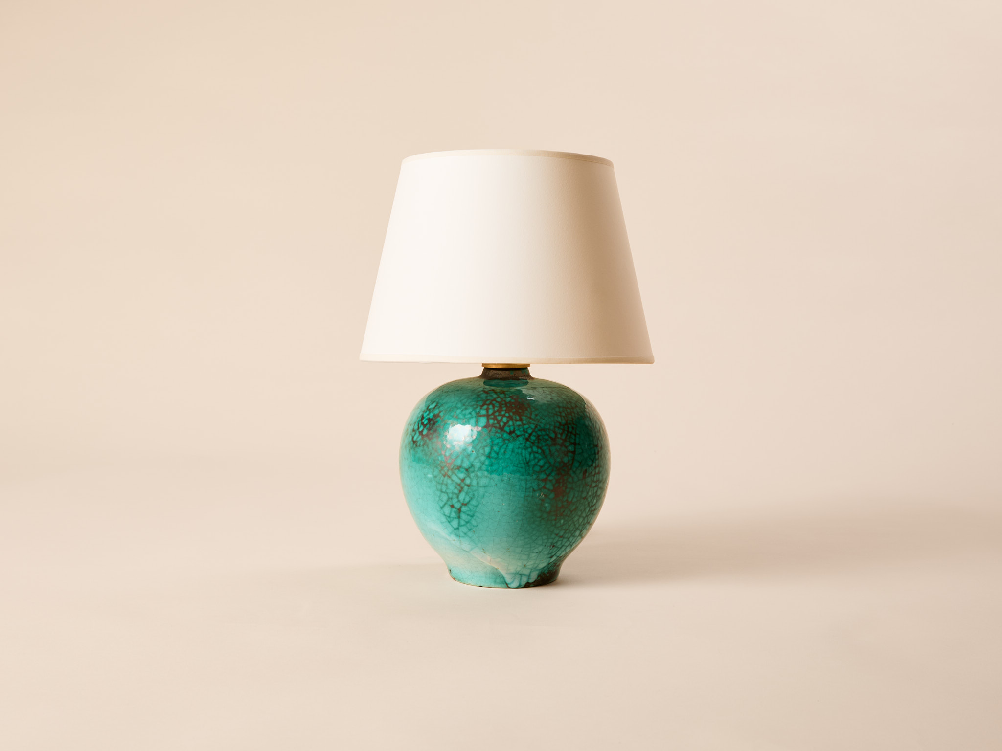 Green glazed lamp by Primavera, ​ Manufacture CAB​, c.1930.