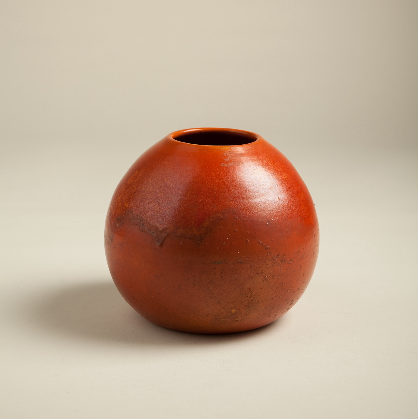 Orange enamelled ceramic ​vase by Primavera, CAB, c. 1930​.