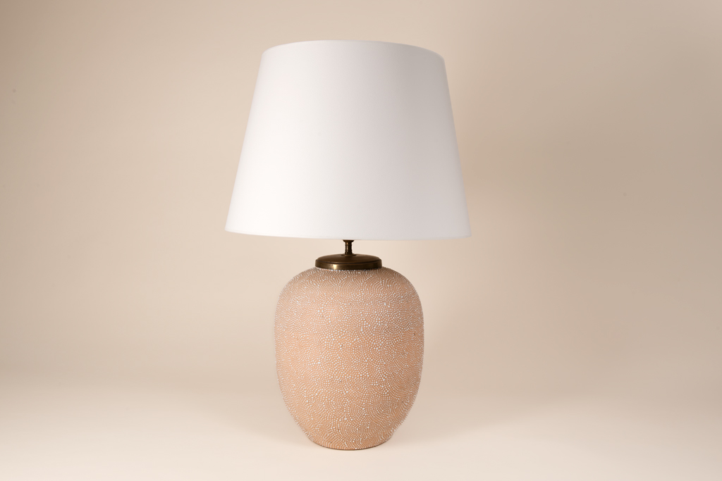 Dotted enamel ceramic yellow lamp by Primavera c.1930