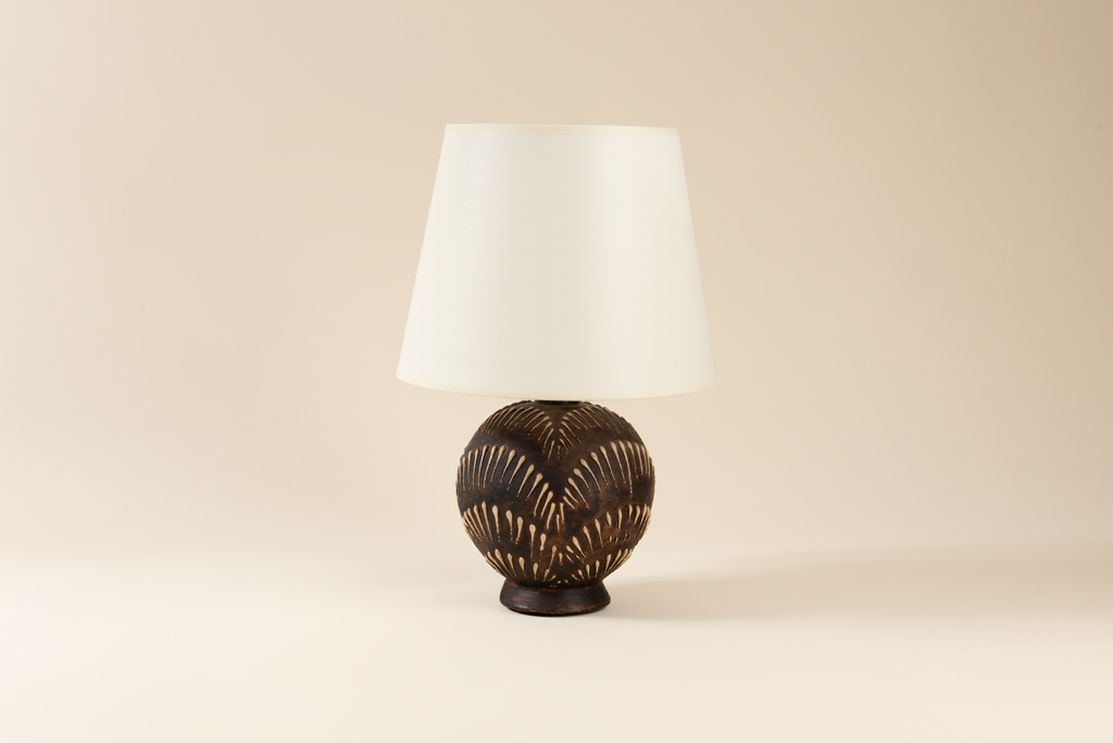 Ceramic lamp with decor​ c. 1930, crackled enamel​
