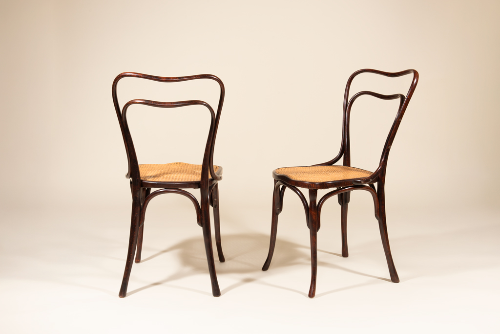 Pair of beech wood chairs by Adolf Loos for Café Museum, Vienna, 1898.