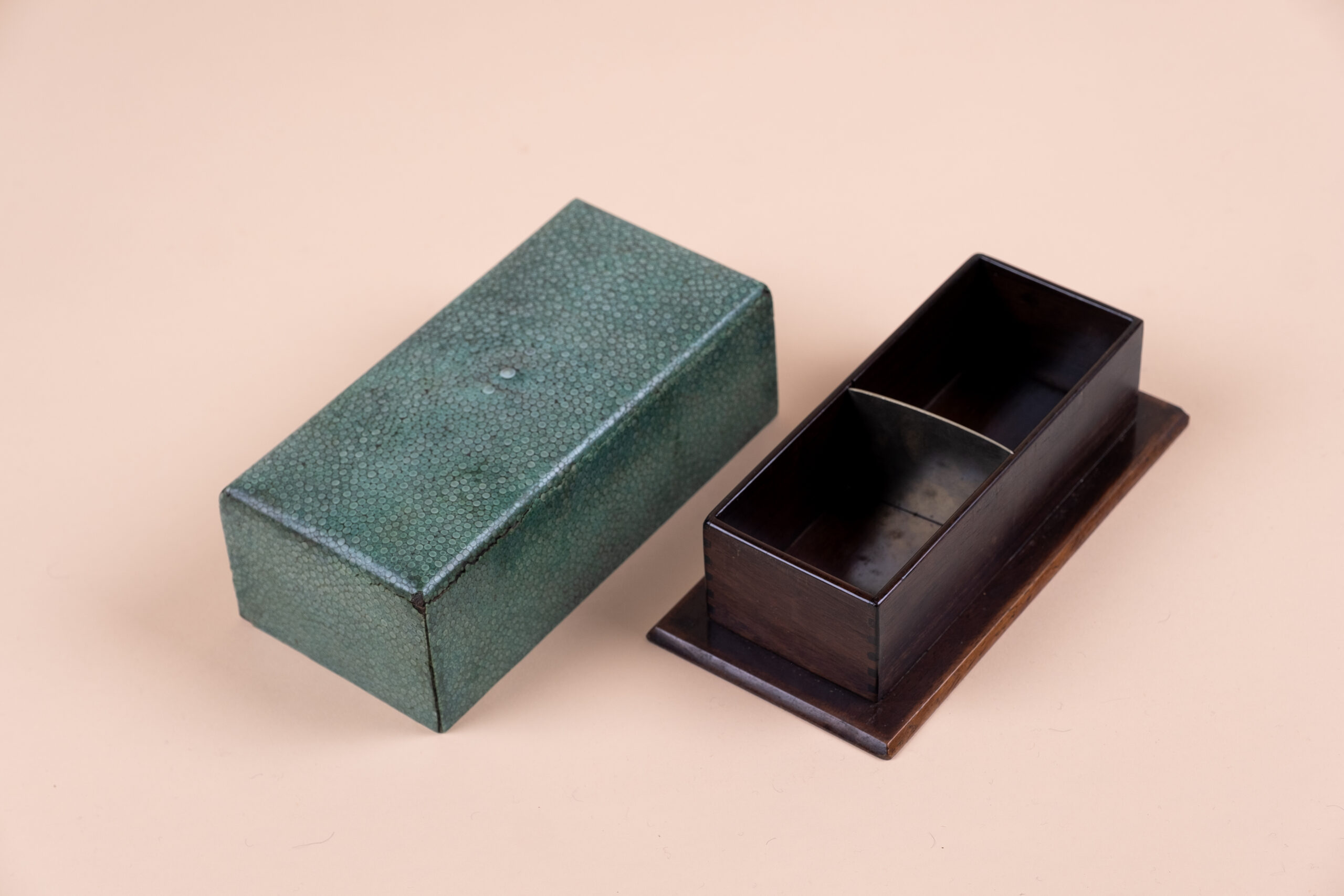 Green shagreen boxes, by Clément Rousseau c.1925.
