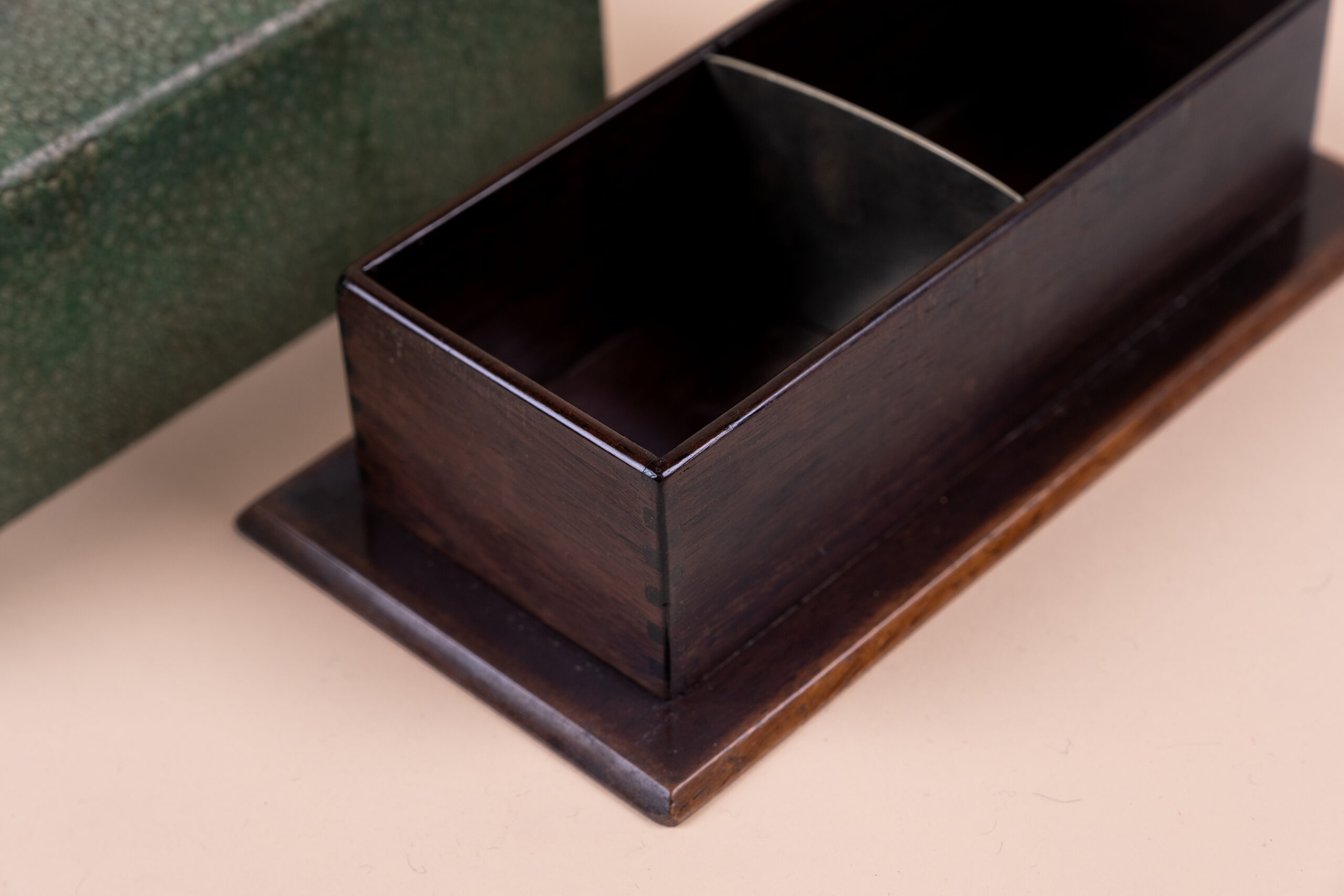 Green shagreen boxes, by Clément Rousseau c.1925.