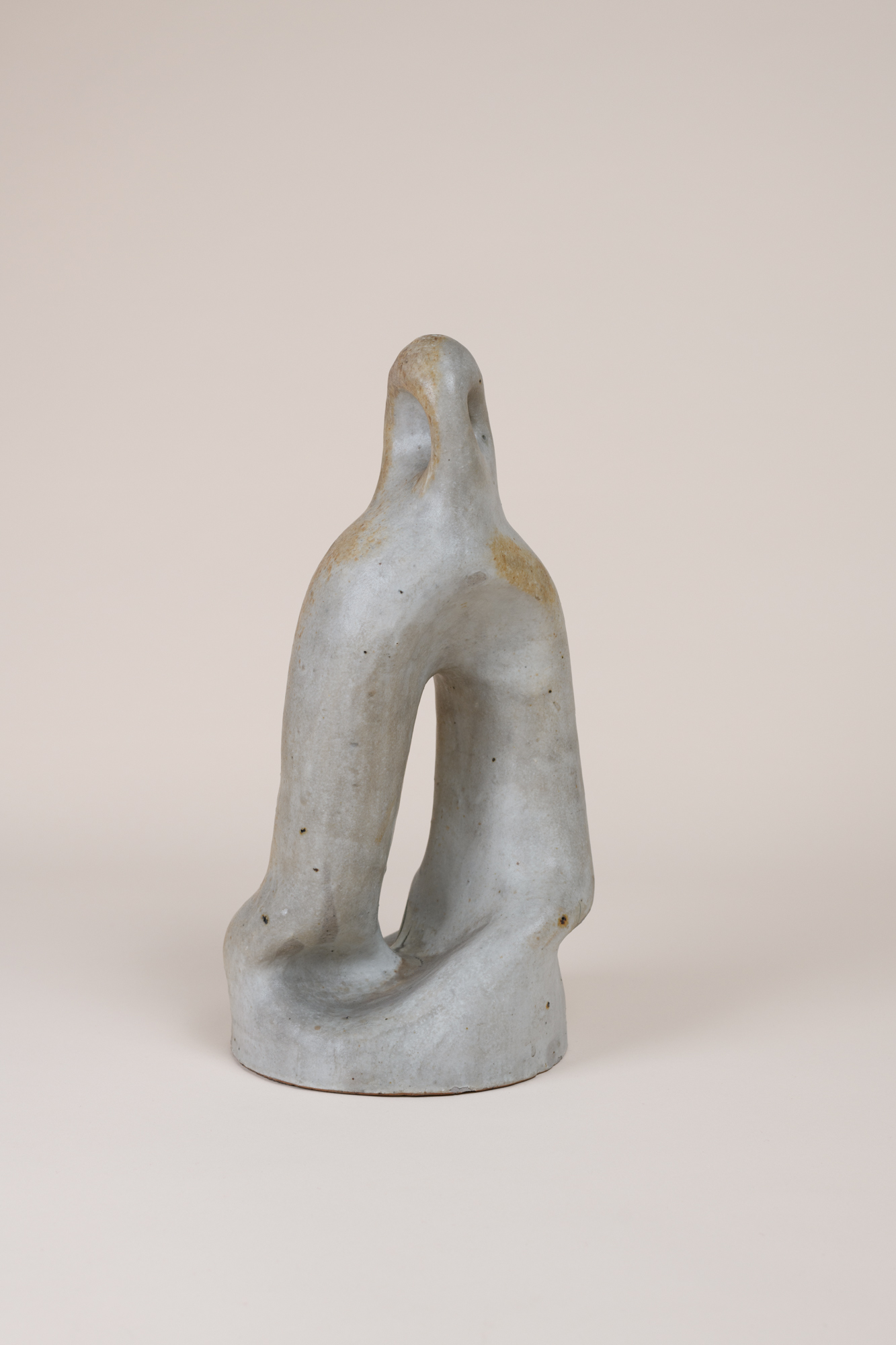 Stoneware Abstract sculpture​, glazed in milky white​ by Vassil Ivanoff ​ c. 1960​