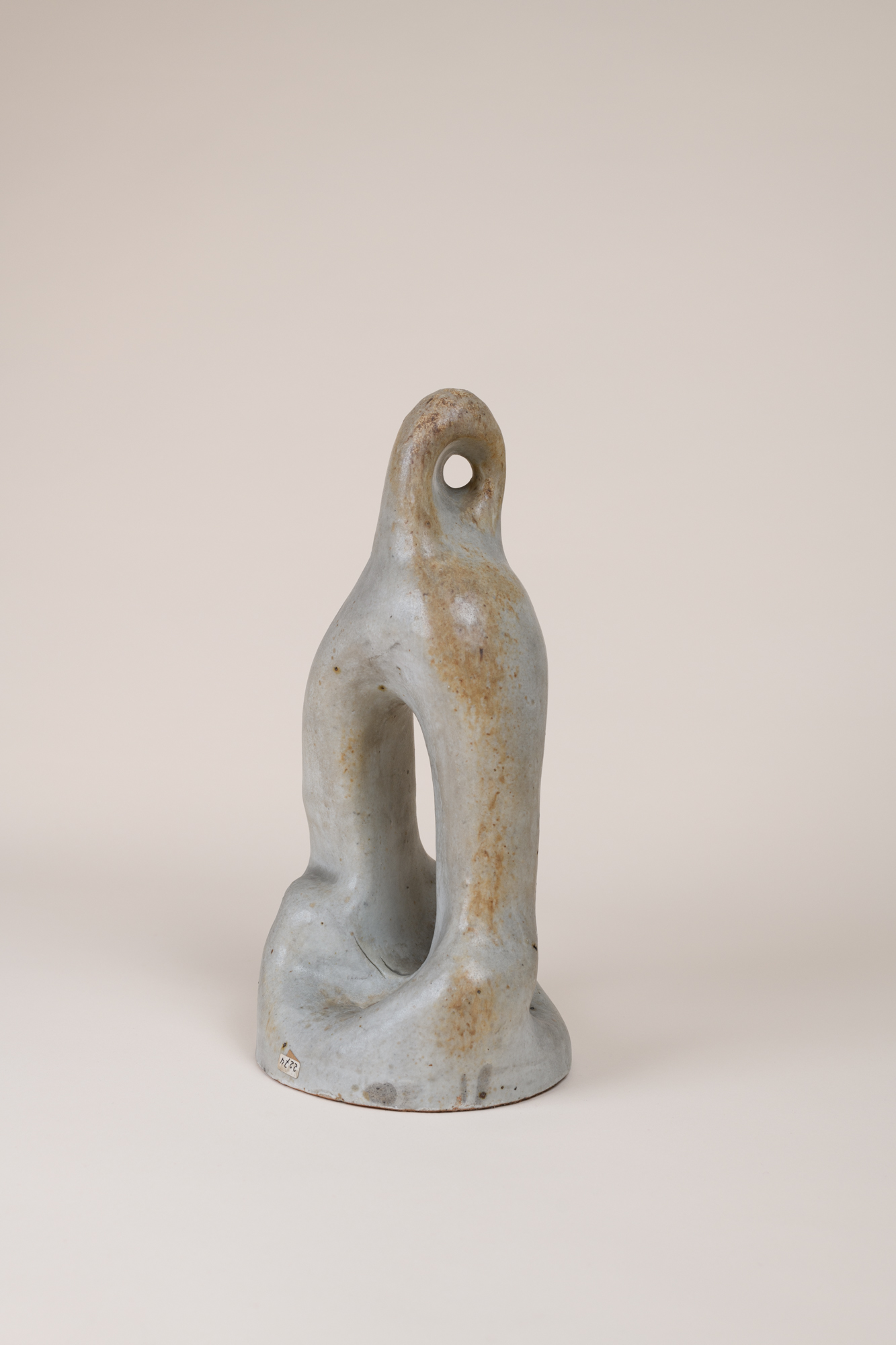 Stoneware Abstract sculpture​, glazed in milky white​ by Vassil Ivanoff ​ c. 1960​