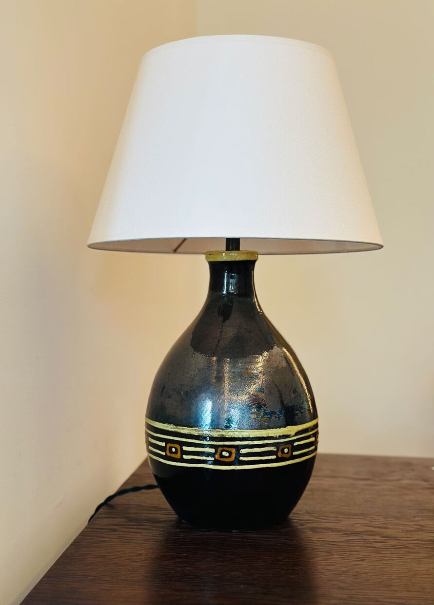 Francis Jourdain_Black ceramic lamp